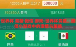 世界杯 竞猜 微信 游戏-世界杯竞猜，微信小游戏中的激情与策略